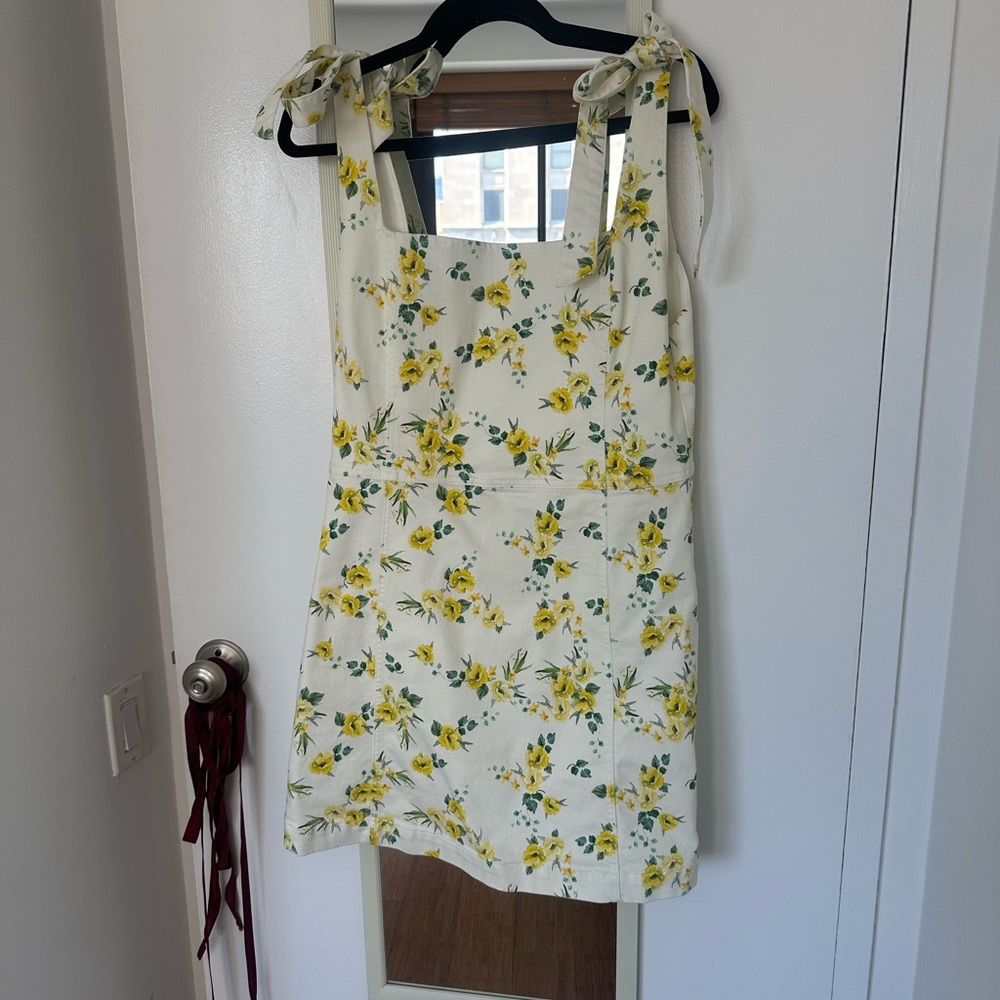 Alice + Olivia Cream and Yellow Sleeveless Sundress
